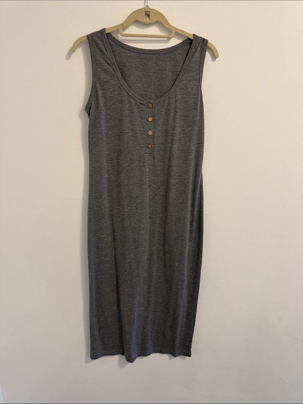 SHEIN Charcoal Gray Sleeveless Midi Dress with Button Front
